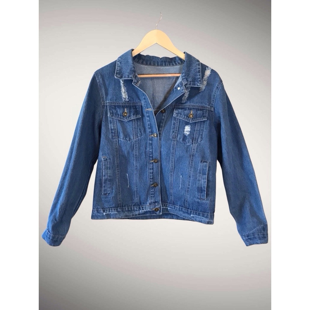 Bohemian Festival Embroidered Denim Oversized‎ Jacket -Coat Sz S - Picture 3 of 7